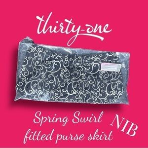 THIRTY One Fitted Purse Skirt Spring Swirl New in the Bag Black White